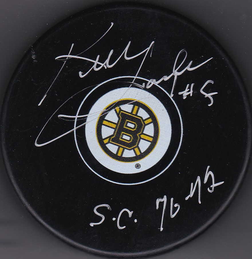 Ken Hodge Autograph Boston Bruins Logo puck Stanley Cup 1970, 1972