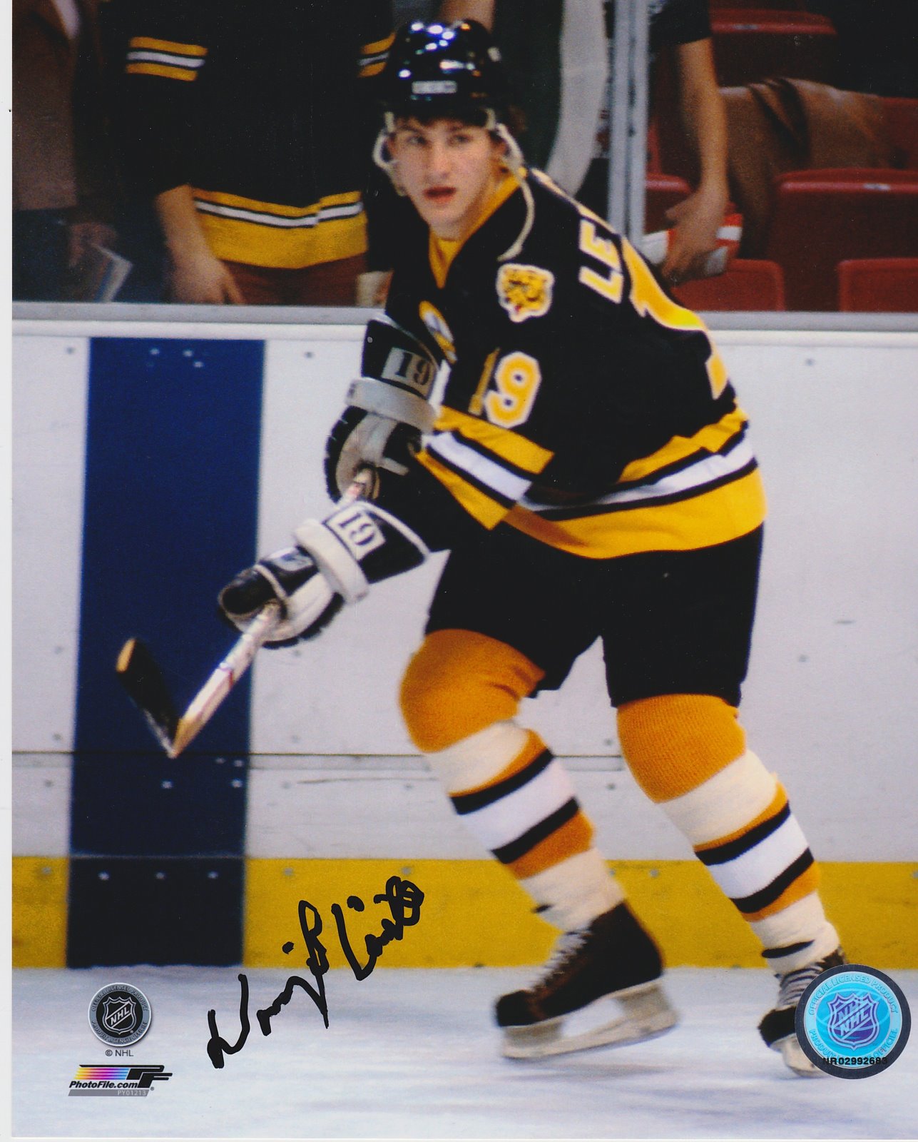 Normand Leveille Autograph 8x10 Color photo Boston Bruins