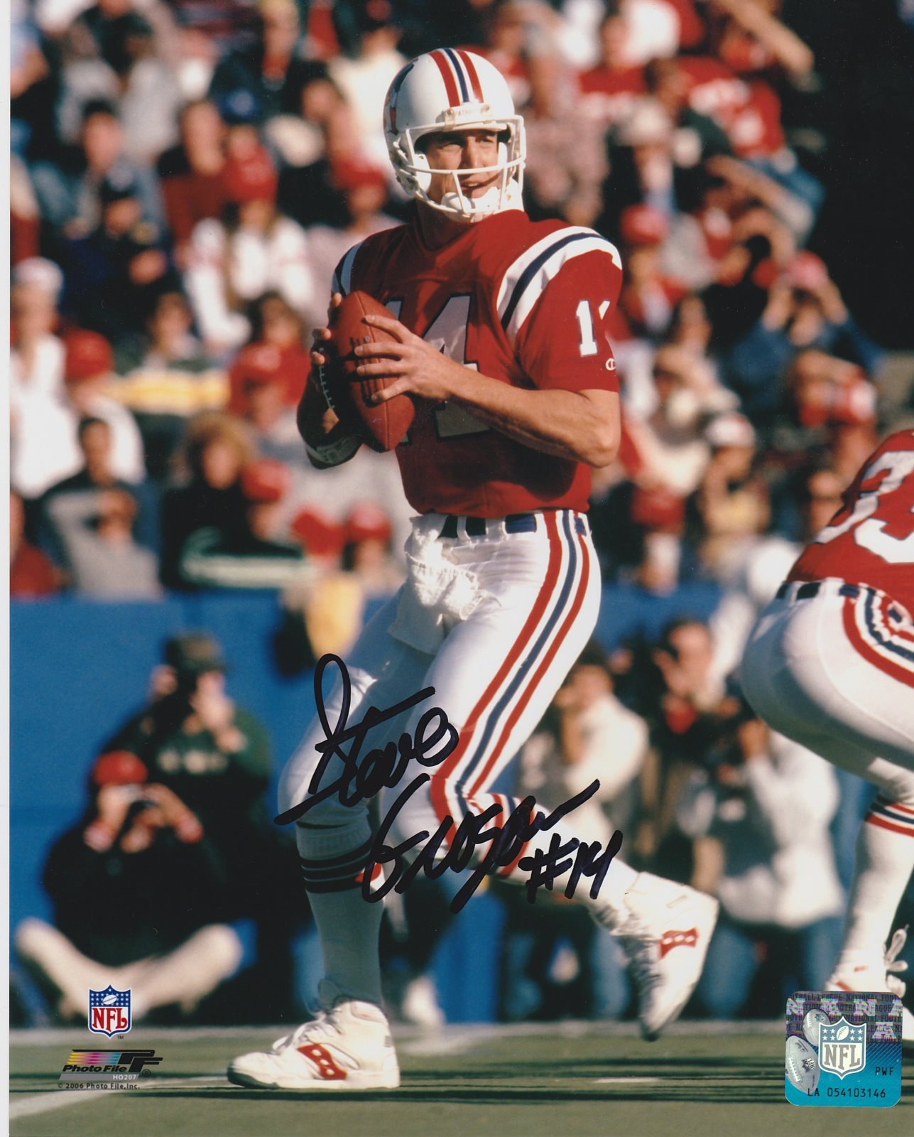 Steve Grogan Autograph 8x10 Color photo New England Patriots