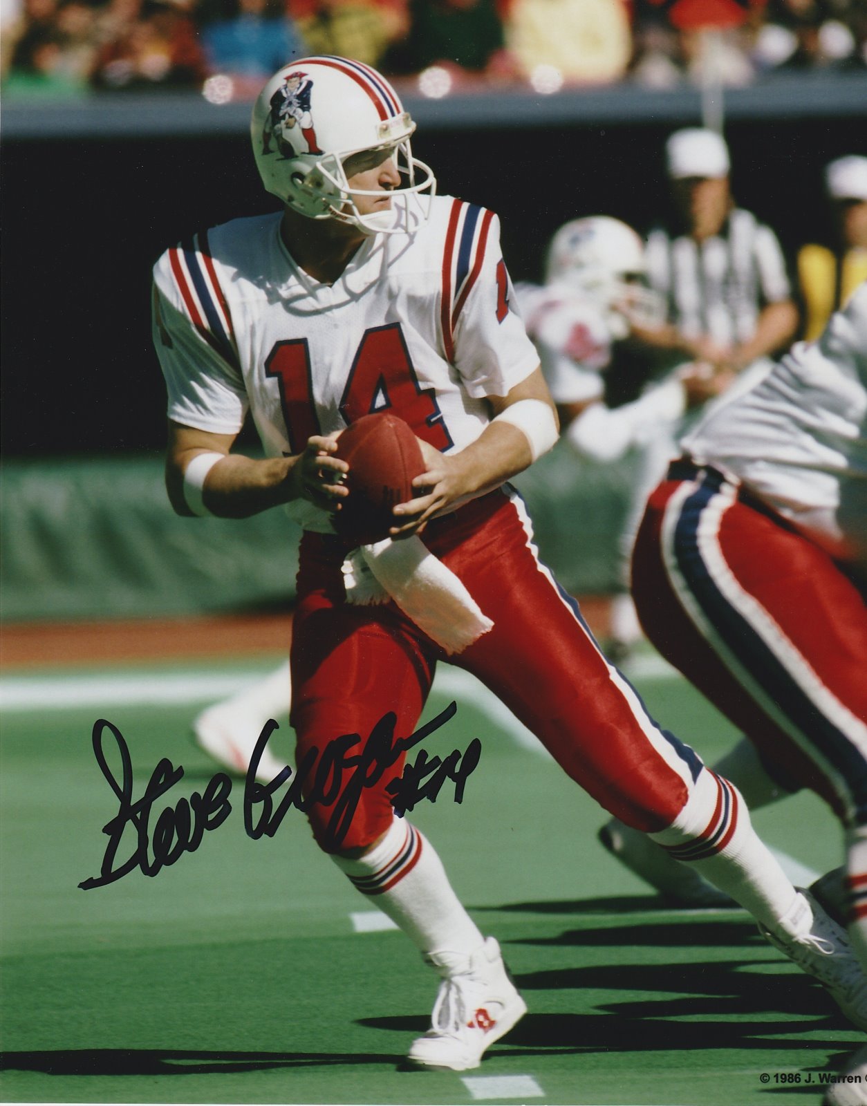 Steve Grogan Autograph 8x10 Color photo New England Patriots