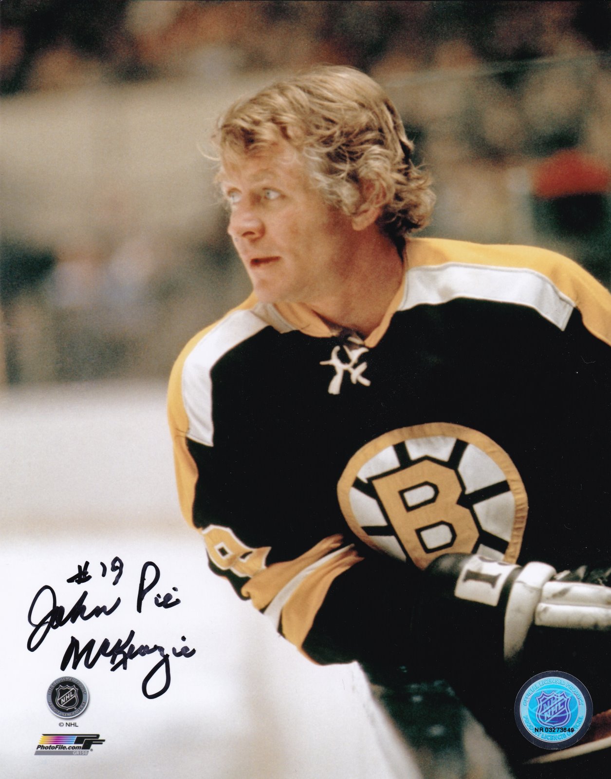 John McKenzie Autograph 8x10 Color photo Boston Bruins