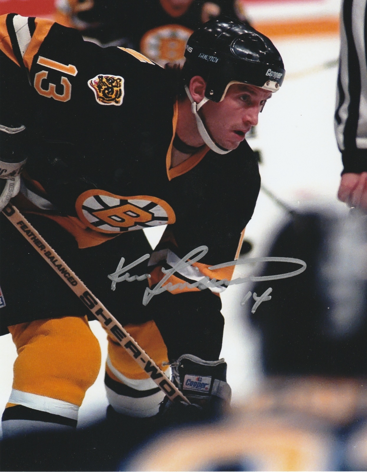 Ken Linsmen Autograph 8x10 Color photo Boston Bruins