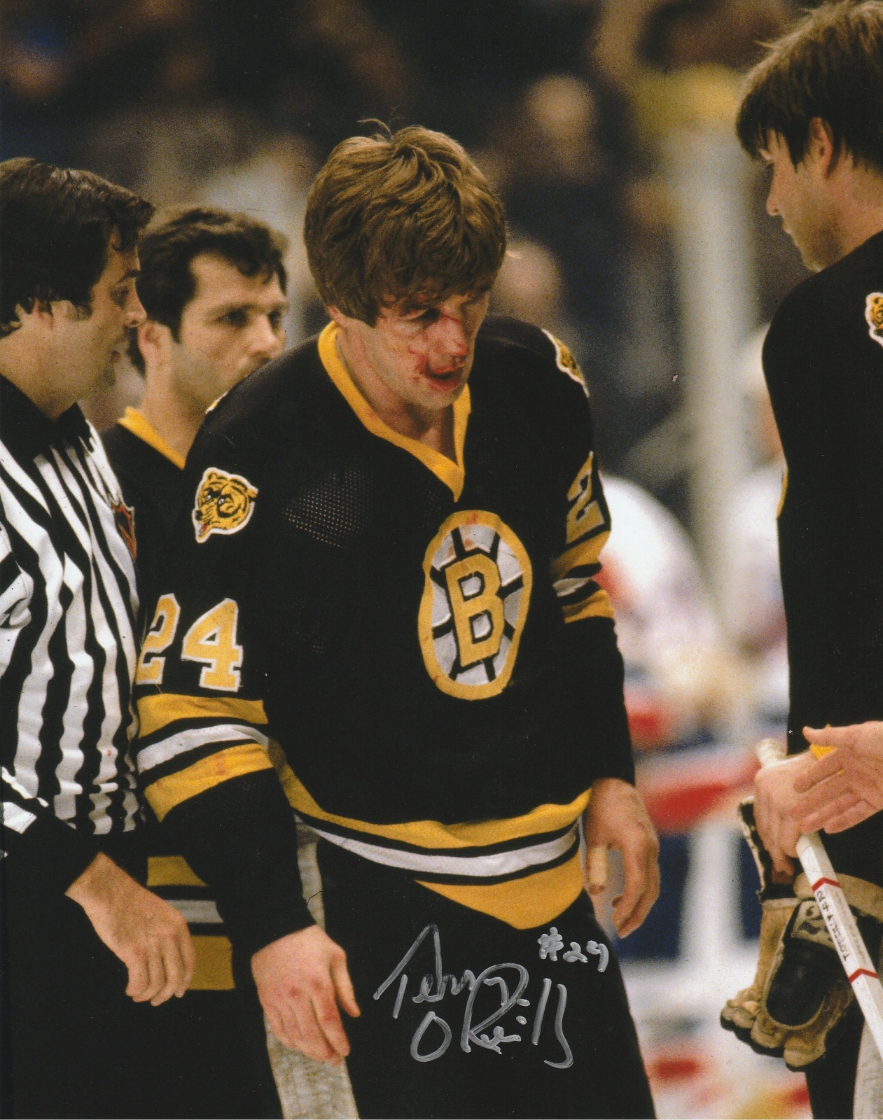 Terry O'Reilly Autograph 8x10 Color photo Boston Bruins