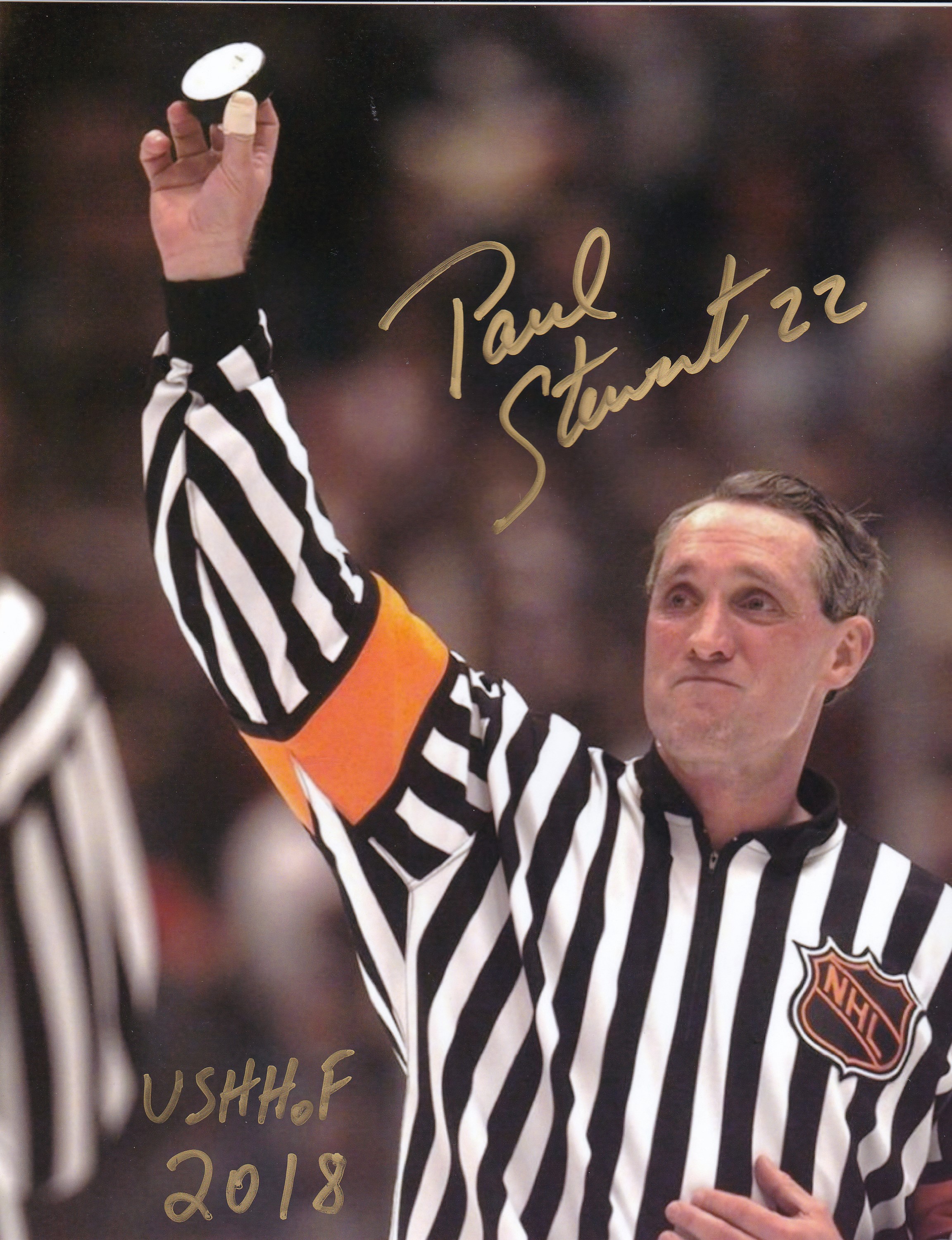 Paul Stewart Autograph 8x10 Color photo NHL Referee