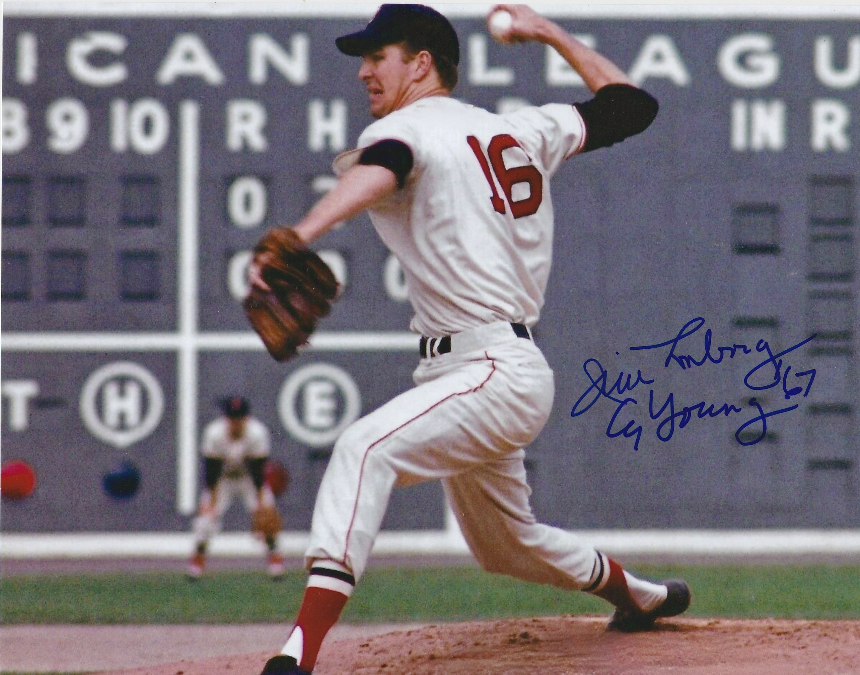 Jim Lonborg 2 Autograph 8x10 Color photo Boston Red Sox