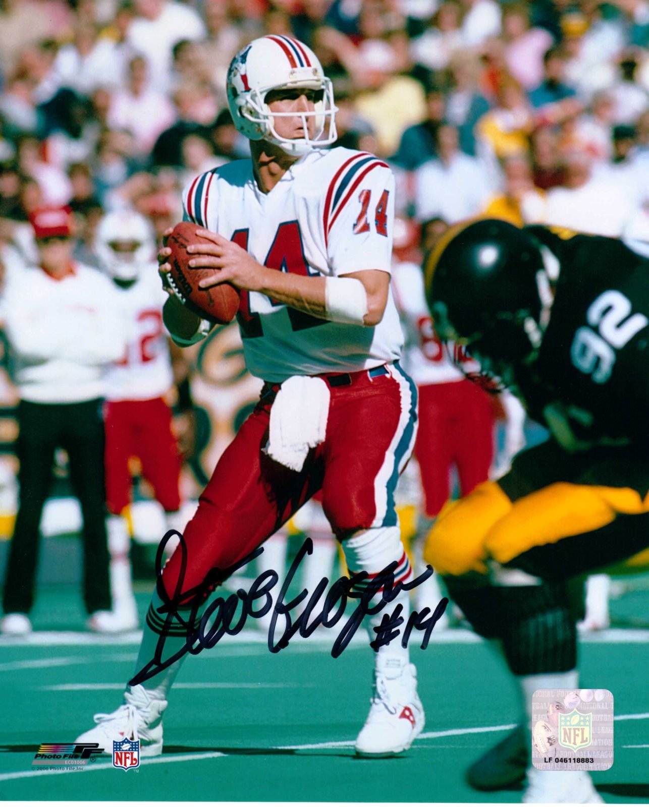 Steve Grogan Autograph 8x10 Color photo New England Patriots