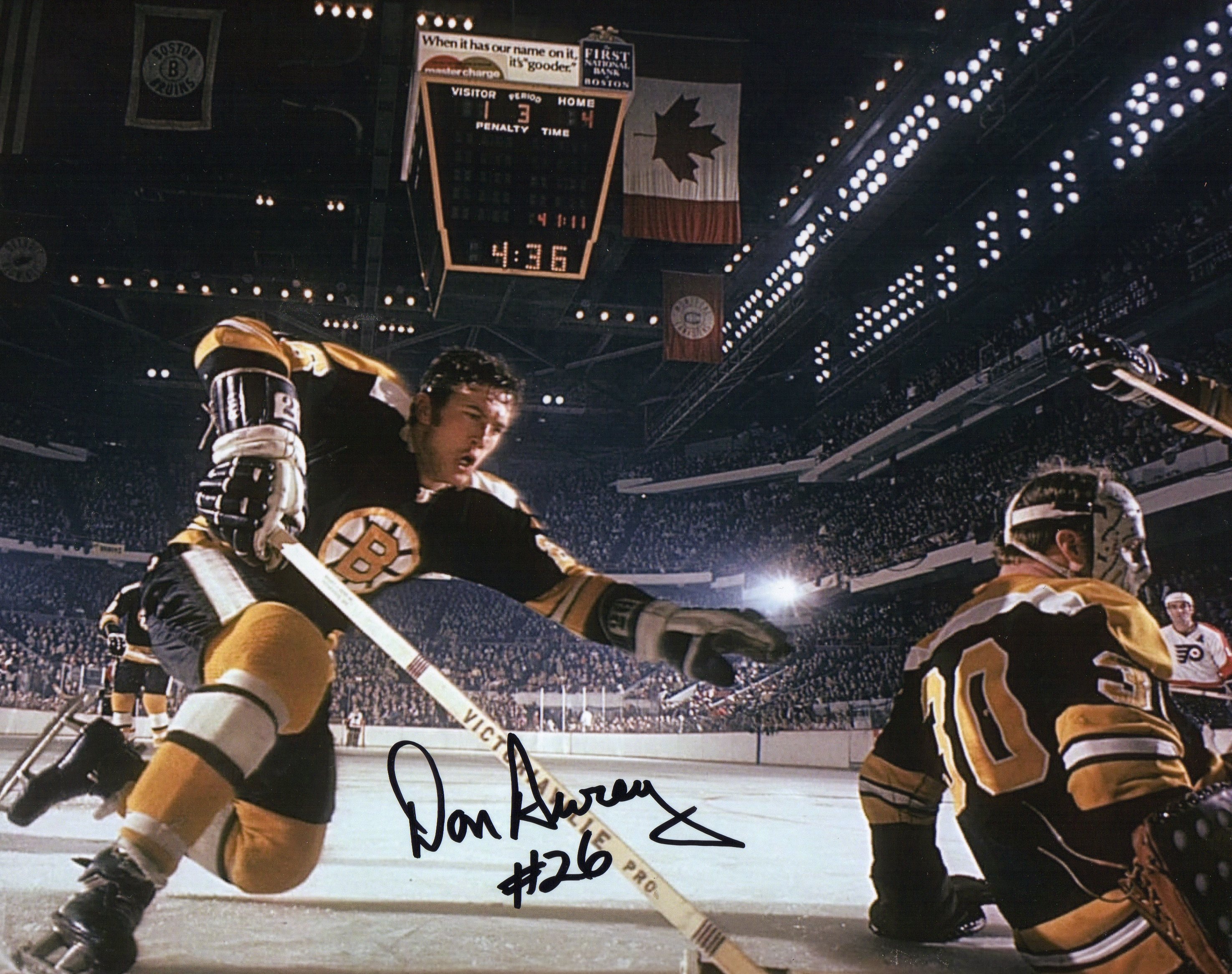 Don Awrey Autograph 8x10 Color photo Boston Bruins