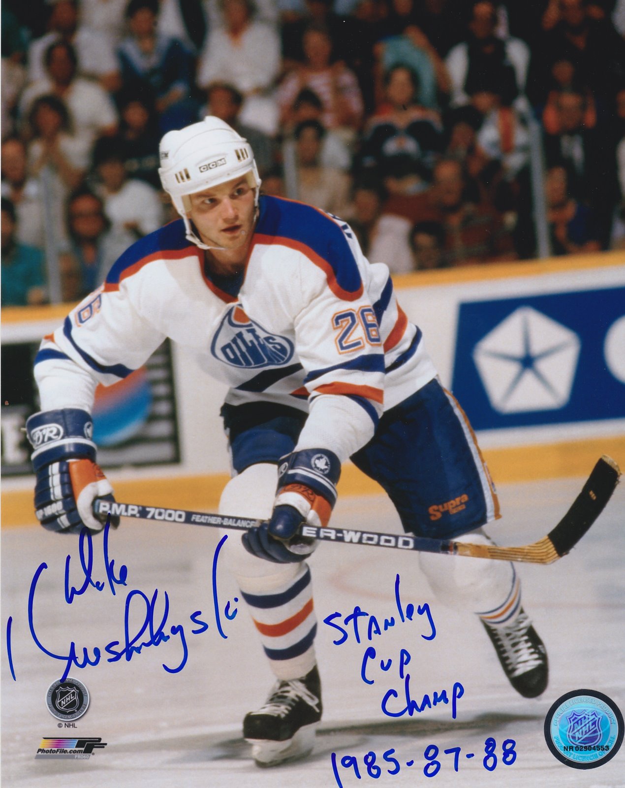 Mike Krushelnyski Autograph 8x10 Color photo Edmonton Oilers