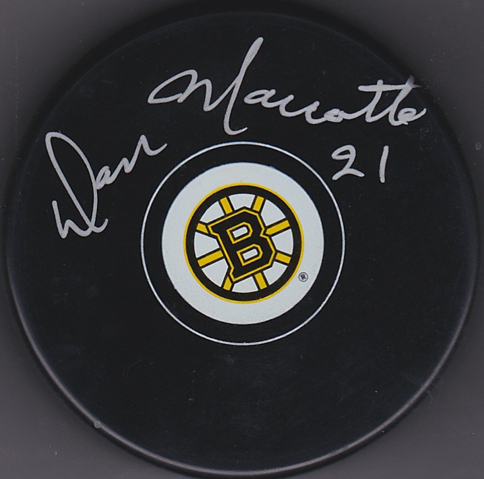 Don Marcotte Autograph Boston Bruins Logo puck 