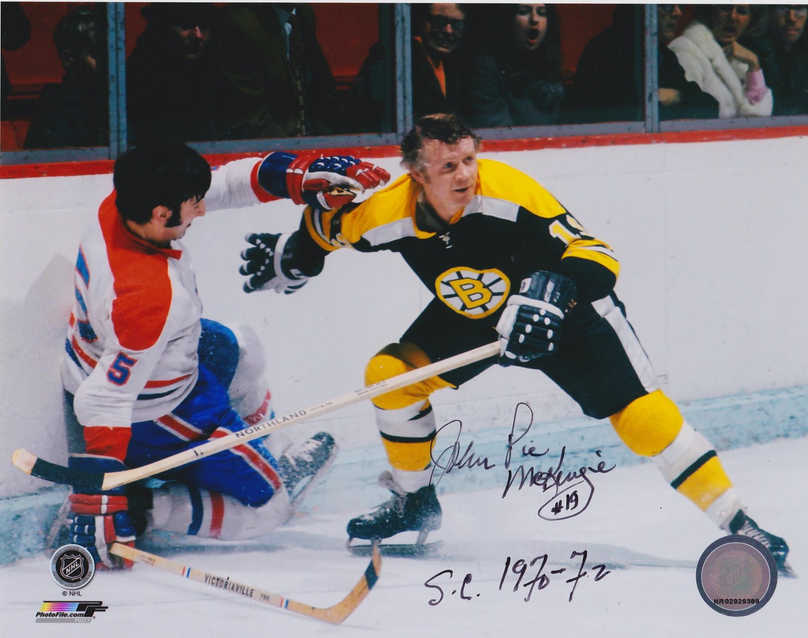 John McKenzie Autograph 8x10 Color photo Boston Bruins