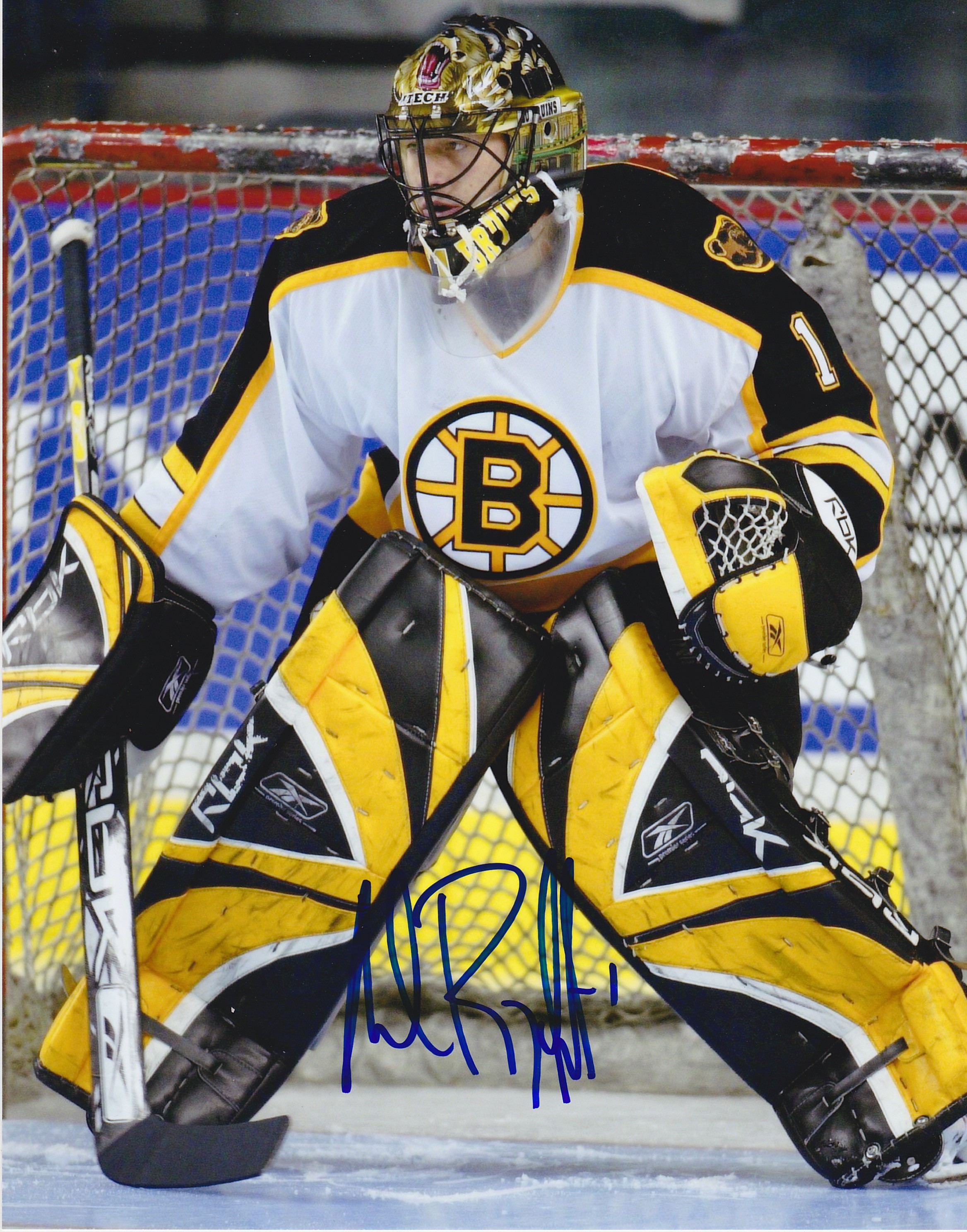 Andrew Raycroft Autograph 8x10 Color photo Boston Bruins