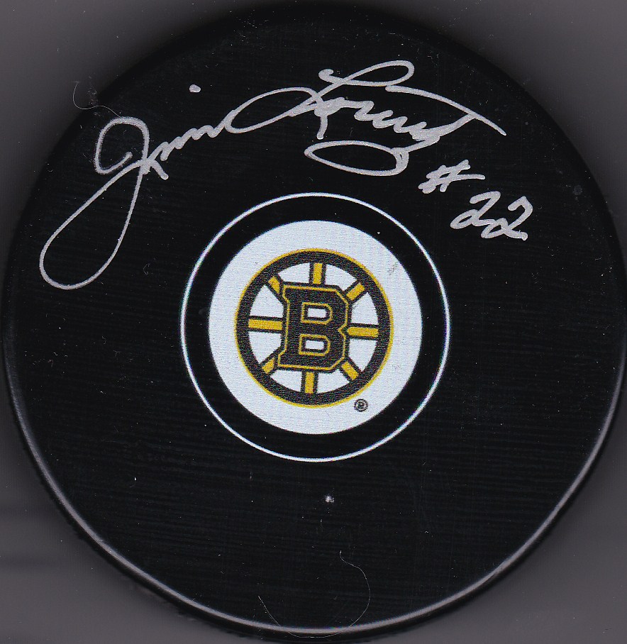 Jim Lorentz Autograph Boston Bruins Logo puck 